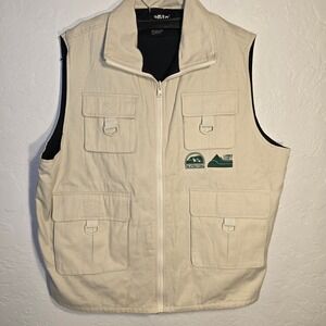 Haleman Utility Vest Large Mens Beige Cotton Canvas Fort Collins Larimer County